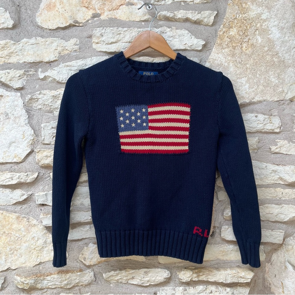 Polo by Ralph Lauren Navy Sweater with American Flag
